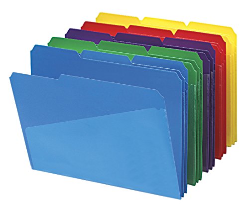 0086486105408 - SMEAD POLY FILE FOLDER WITH SLASH POCKET, 1/3-CUT TAB, LETTER SIZE, ASSORTED COLORS, 30 PER BOX