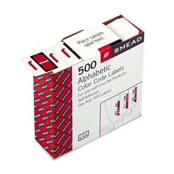 0086486670807 - SMEAD(R) BCCR BAR-STYLE PERMANENT ALPHABETICAL LABELS, J, RED, ROLL OF 500