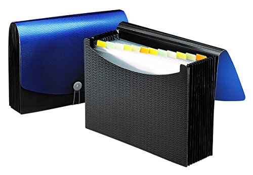 0086486708630 - SMEAD POLY FREQUENCY EXPANDING FILE, 12 POCKETS, FLAP AND CORD CLOSURE, LETTER SIZE, BLUE/BLACK ( 70863)