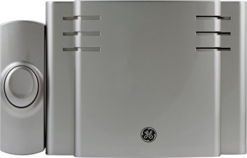 8656130483385 - GE BATTERY-OPERATED WIRELESS DOOR CHIME WITH 1 PUSHBUTTON, SATIN NICKEL, 8 MELODY, 19303