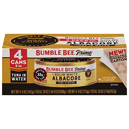 0086600250557 - BUMBLE BEE PRIME FILLET SOLID WHITE ALBACORE TUNA IN WATER, 5 OUNCE CANS, 4 COUNT