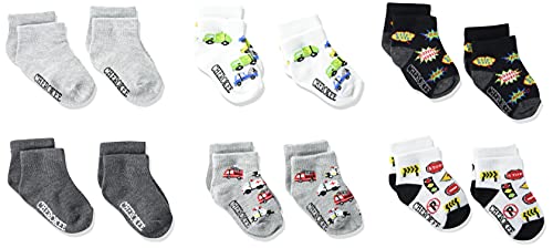 0086694579350 - CHEROKEE BOYS BABY AND TODDLER 12 PACK SHORTY SOCKS, ASSORTED GREY CARS, 12-24 MONTHS