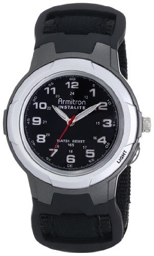 0086702325108 - ARMITRON MENS INSTALITE SPORT WATCH WITH CHARCOAL GRAY ABS CASE & BLACK NYLON BA