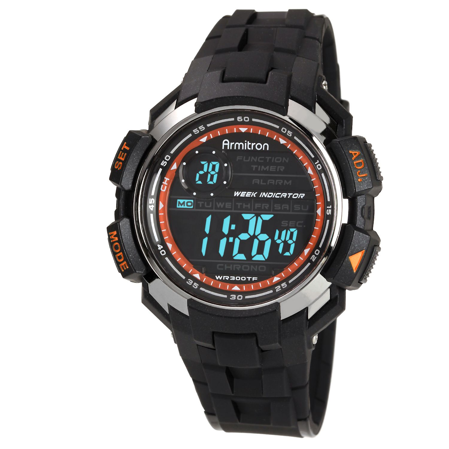 0086702498239 - MEN&#8217;S BLACK STRAP WITH BLACK OUTER & ORANGE INNER DIAL SPORTS WATCH