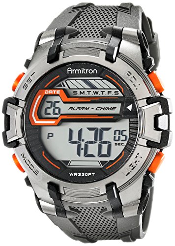 0086702550579 - ARMITRON SPORT MEN'S 40/8341GRY DIGITAL GRAY RESIN WATCH WITH TEXTURED BAND