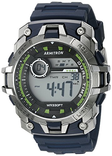 0086702582846 - ARMITRON SPORT MEN'S 40/8374NVY GREEN ACCENTED DIGITAL CHRONOGRAPH NAVY BLUE RES
