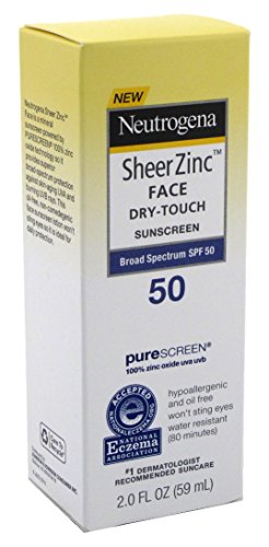 0086800110811 - NEUTROGENA SHEER ZINC FACE DRY TOUCH SPF#50 SUNSCREEN 2 OUNCE (59ML) (3 PACK)