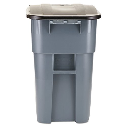 0086876156614 - RUBBERMAID COMMERCIAL BRUTE ROLLOUT CONTAINER, SQUARE, PLASTIC, 50 GALLONS, GRAY (9W27GY)