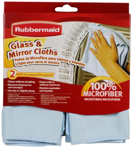 0086876182606 - RUBBERMAID FG6M0206 2-PACK MICROFIBER GLASS CLEANING CLOTH, BLUE