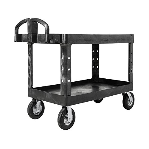 0086876184334 - RUBBERMAID COMMERCIAL FG454610BLA HEAVY-DUTY SERVICE CART WITH LIPPED SHELVES AN