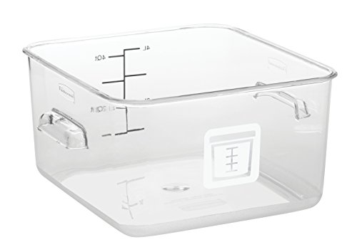 0086876232110 - RUBBERMAID COMMERCIAL PRODUCTS 1980313 SQUARE PLASTIC FOOD STORAGE CONTAINER, WHITE LABEL, 4 QUART, CLEAR