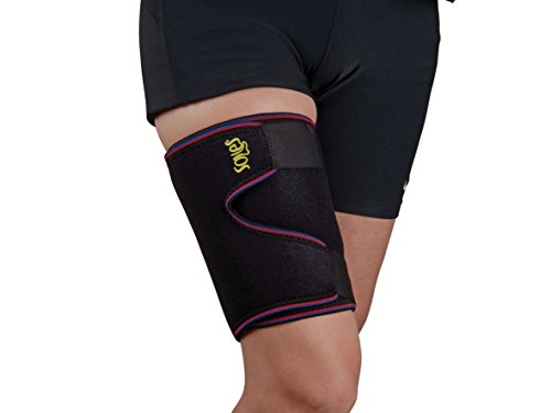 8698918503502 - THIGH BRACE & SUPPORT BY SOLES — ADJUSTABLE, BREATHABLE, NEOPRENE COMPRESSION SLEEVE — UNISEX, ONE SIZE FITS MOST —REDUCES THIGH PAIN & IMPROVES BLOOD CIRCULATION