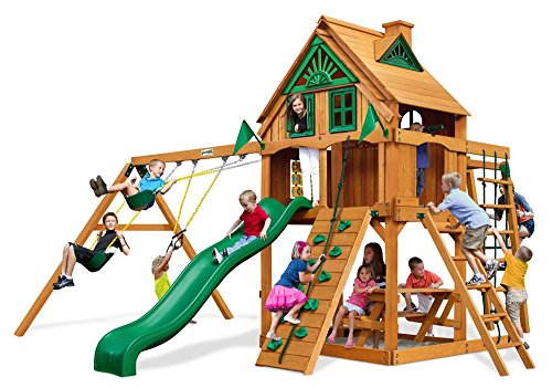 0870780003900 - TREE HOUSE SWING SET WITH FORT ADD-ON AND AMBER POSTS