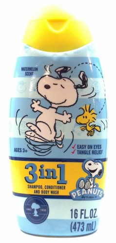 0870929007295 - PEANUTS SNOOPY 3 IN 1 SHAMPOO CONDITIONER AND BODY WASH EASY ON EYES TANGLE RELIEF WATERMELON SCENT 16 OZ. (1 EACH)