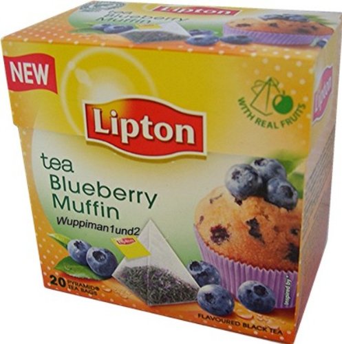 8712100333644 - LIPTON BLACK TEA - BLUEBERRY MUFFIN - PREMIUM PYRAMID TEA BAGS (20 COUNT BOX)
