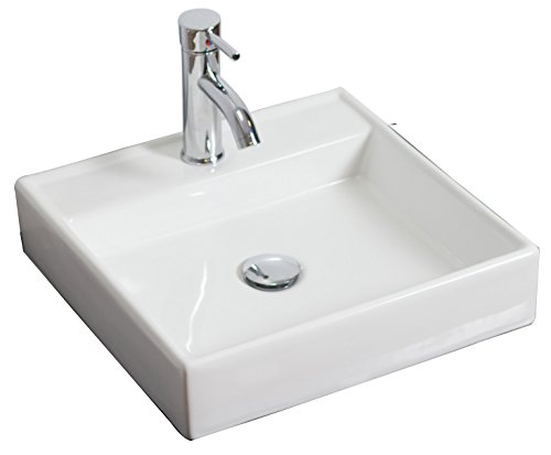 0871211155953 - AMERICAN IMAGINATIONS AI-15-595 ABOVE COUNTER SQUARE VESSEL FOR SINGLE HOLE FAUCET, 17.5-INCH X 17.5-INCH, WHITE
