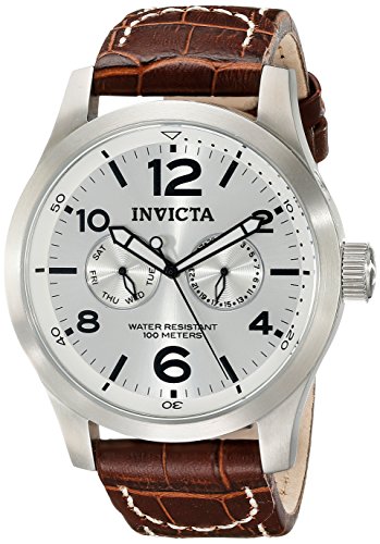 8713208180437 - INVICTA MEN'S 0765 II COLLECTION SILVER DIAL BROWN LEATHER WATCH