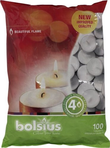 8717847017185 - BOLSIUS TEALIGHTS 4 HOUR (BAG OF 100) - WHITE UNSCENTED