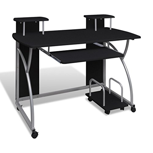 8718475854289 - VIDAXL MOBILE COMPUTER DESK PULL OUT TRAY BLACK FINISH FURNITURE OFFICE