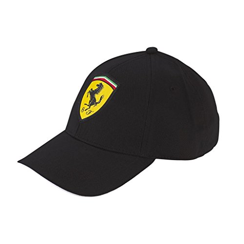 8719203014814 - FERRARI BLACK SHIELD CLASSIC HAT CAP ADJUSTABLE W/ VELCRO CLOSURE