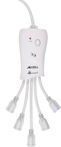 0872182837664 - ACCELL D080B-009K, 6-FOOT CORD POWERSQUID 600 JOULES SURGE PROTECTOR WITH POWER CONDITIONER AND 5 OUTLETS