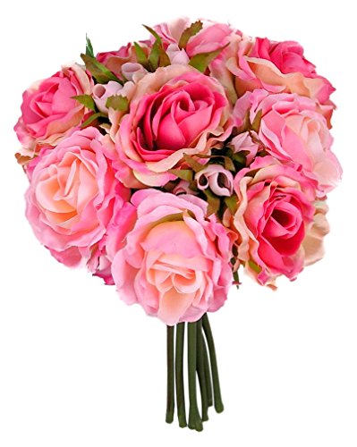 8736180021239 - ADMIRED BY NATURE 11 STEMS ARTIFICIAL ROSE BOUQUETS FOR HOME, OFFICE, HOTEL & BRIDAL WEDDING ARRANGEMENT DECORATION, PINK MIX