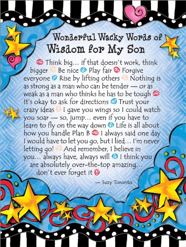 0087400963036 - BLUE MOUNTAIN ARTS MINIATURE EASEL-BACK PRINT WITH MAGNET, WONDERFUL WACKY WORDS OF WISDOM FOR MY SON BY SUZY TORONTO (MNZ303)