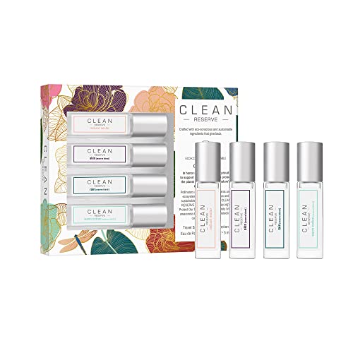 0874034013363 - CLEAN RESERVE EAU DE PARFUM LAYERING GIFT SET | INCLUDES WARM COTTON, SKIN, RAIN, AND RADIANT NECTAR FRAGRANCE | 4 X 5ML ROLLERBALL