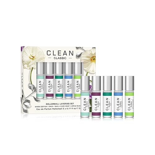 0874034014759 - CLEAN CLASSIC EAU DE PARFUM ROLLERBALL FRAGRANCE HOLIDAY GIFT SET | INCLUDES WARM COTTON, SKIN, RAIN, PURE SOAP AND APPLE BLOSSOM | 5 X .17 OZ OR 5 ML