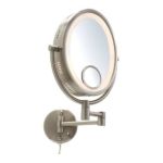 0874479001000 - HL9515N LIGHT WALL MOUNT MIRROR WITH SPOT MIRROR 10X MAGNIFICATION NICKEL FINISH