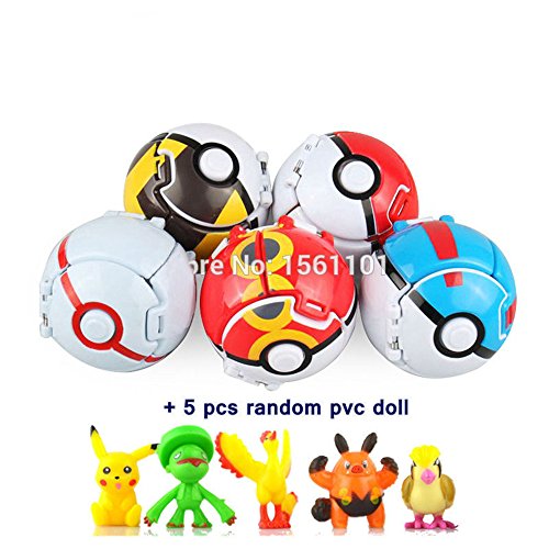 0000874769416 - BY NISHMIAK HOT PRODUCT - 5 PCS AUTOMATICALLY THROW BALLS + 5 PCS RANDOM MINIATURE FIGURES CREATIVE ACTION TOY FOR ANIME AND GAME FANS