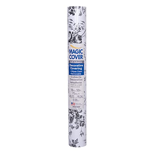 0087508256771 - MAGIC COVER ADHESIVE VINYL PAPER FOR LINING SHELVES AND DRAWERS, DECORATING AND CRAFT PROJECTS, 18 X 50, TOILE BLACK