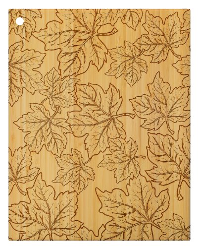0875118008176 - TOTALLY BAMBOO LASER-ETCHED CUTTING AND SERVING BOARD, 14-INCH, LEAVES
