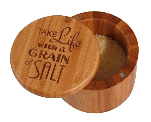 0875118009289 - TOTALLY BAMBOO LASER-ETCHED SALT BOX, TAKE LIFE WITH A GRAIN OF SALT