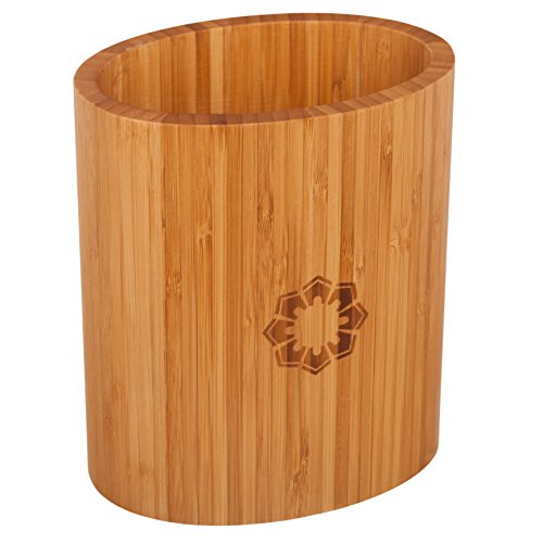 0875118009746 - TOTALLY BAMBOO ECO-FRIENDLY OVAL UTENSIL HOLDER, FLORAL, 7 BY 6 BY 4-1/4 INCHES