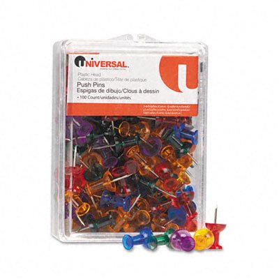 0087547313121 - UNIVERSAL 0.37 IN. PLASTIC PUSH PINS - PACK OF 100