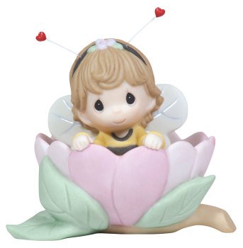 0875555009453 - PRECIOUS MOMENTS LOVE BUGS BEE-LIEVE IN LOVE BUMBLE BEE GIRL IN FLOWER FIGURINE
