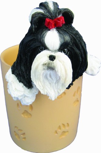 0875623009453 - SHIH TZU PENCIL CUP HOLDER WITH REALISTIC HAND PAINTED SHIH TZU FACE AND PAWS HANGING OVER CUP, UNIQUELY DESIGNED SHIH TZU GIFTS, A CONVENIENT ORGANIZER FOR HOME OR OFFICE, ONE OF A KIND PEN HOLDER