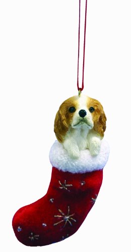 0875623009699 - KING CHARLES CHRISTMAS STOCKING ORNAMENT WITH SANTA'S LITTLE PALS HAND PAINTED AND STITCHED DETAIL