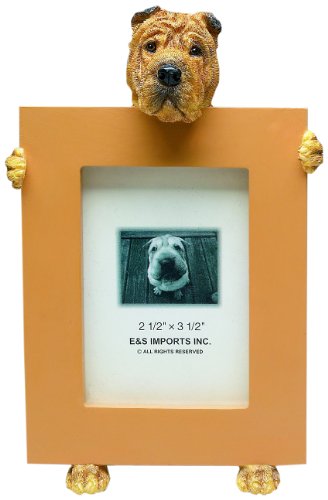 0875623009965 - SHARPEI PICTURE FRAME HOLDS YOUR FAVORITE 2.5 BY 3.5 INCH PHOTO, HAND PAINTED REALISTIC LOOKING SHARPEI STANDS 6 INCHES TALL HOLDING BEAUTIFULLY CRAFTED FRAME, UNIQUE AND SPECIAL SHARPEI GIFTS FOR SHARPEI OWNERS