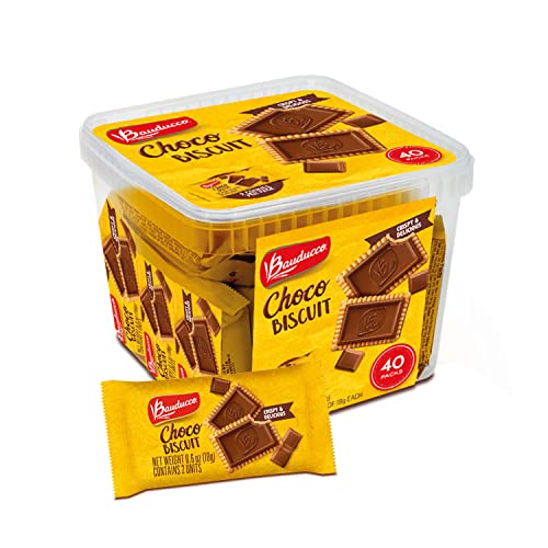 0875754006901 - BAUDUCCO CHOCO BISCUIT COOKIES -TUB 40 PK - CRISPY & DELICIOUS - GREAT FOR SNACKS, DESSERT & LUNCH BOX – 2 COOKIES PER PACK, INDIVIDUALLY WRAPPED, 25.3 OZ (PACK OF 40)