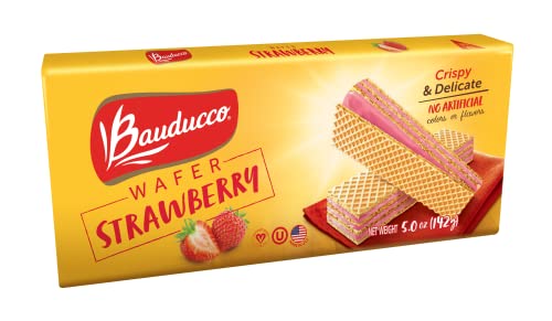 0875754008295 - BAUDUCCO STRAWBERRY WAFERS - CRISPY WAFER COOKIES WITH 3 DELICIOUS, INDULGENT, DECADENT LAYERS OF STRAWBERRY FLAVORED CREAM - DELICIOUS SWEET SNACK OR DESERT - 5.0 OZ (PACK OF 1)