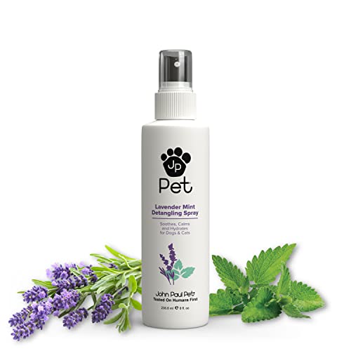 0876065100869 - JOHN PAUL PET LAVENDER MINT DETANGLING SPRAY FOR DOGS AND CATS, SOOTHES MOISTURIZES AND REPLENISHES DRY UNRULY FUR, NON-AEROSOL, 8-OUNCE, CLEAR