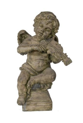 0876225007458 - TIMELESS REFLECTIONS BY AFD HOME 10682771 GARDEN CHERUB WITH VIOLIN STATUE