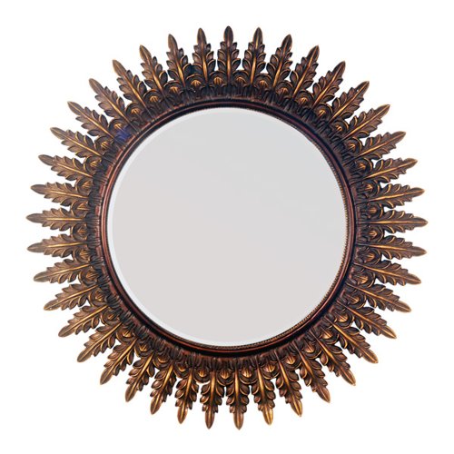 0876225009278 - TIMELESS REFLECTIONS BY AFD HOME 10985421 CIRCULO ACANTHA MIRROR, BURNISHED GOLD/BLACK FINISH