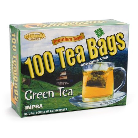 0876274000868 - GLOBAL BRANDS PREMIUM 100 TEA BAGS WITH STRING (GREEN TEA)