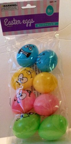 0876416139951 - 8 PLASTIC EASTER EGGS WITH FUNNY FACES