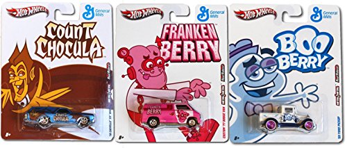 0876593001690 - BOO BERRY, COUNT CHOCULA & FRANKENBERRY HOT WHEELS MONSTER SET IN PROTECTIVE CASES