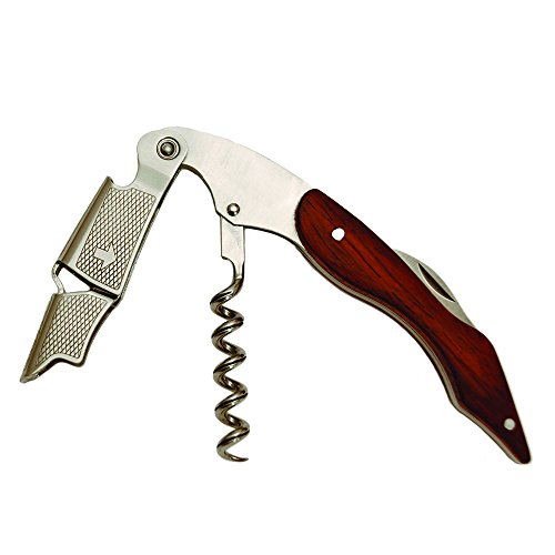 0876718020360 - WAITERS CORKSCREW BY TRUE FABRICATIONS - NATURAL WOOD AND STAINLESS STEEL ALL-IN-ONE CORKSCREW, BOTTLE OPENER AND FOIL CUTTER
