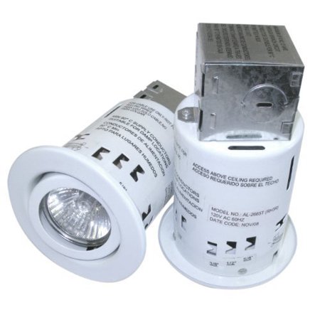 0877395000218 - 3 RECESSED LIGHT KIT WITH SWIVEL TRIM AND 50 WATT BULBS, REMODELER'S NON-IC CANS, CONTRACTOR PACK OF 2 LIGHTS